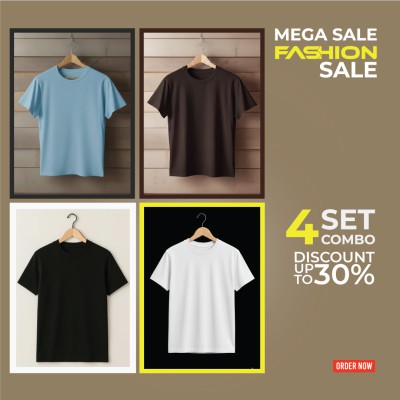Man's Collocation Men's Premium Half Sleeve T- Shirt 4 set combo